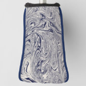 Blauwe en witte marmer golfheadcover (Draai 90)