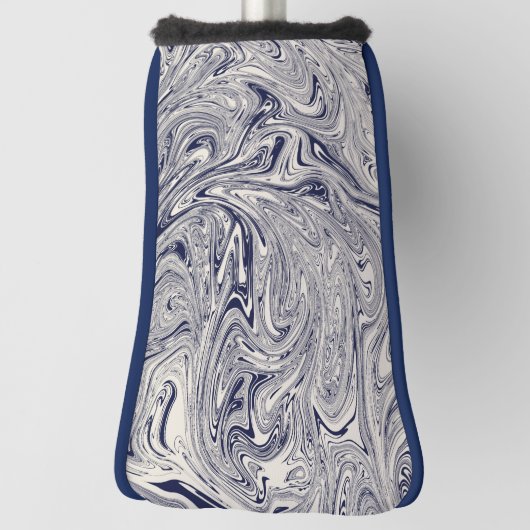 Blauwe en witte marmer golfheadcover (Draai 90)