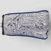 Blauwe en witte marmer golfheadcover (Voorkant)