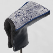 Blauwe en witte marmer golfheadcover (3/4 voorkant)