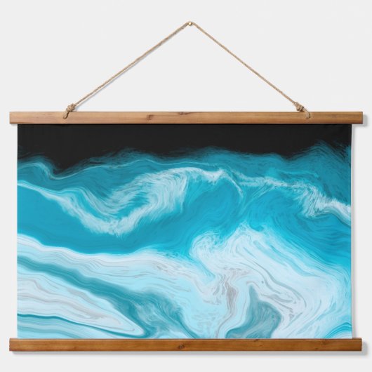 Blauwe en witte marmer hangend wandkleed (Voorkant)