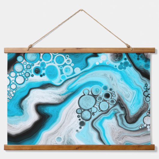 Blauwe en witte marmer hangend wandkleed (Voorkant 2)