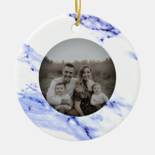 Blauwe en witte marmer keramisch ornament