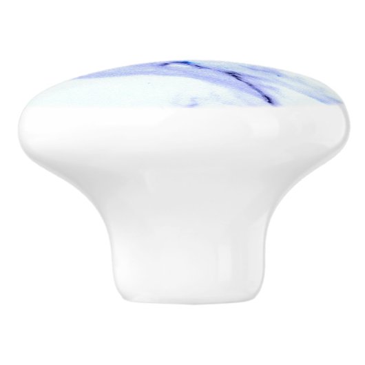 Blauwe en witte marmer keramische knop (Zijkant)