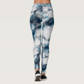 Blauwe en witte marmer leggings (Achterkant)