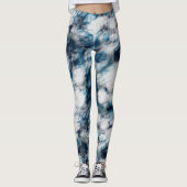 Blauwe en witte marmer leggings (Voorkant)