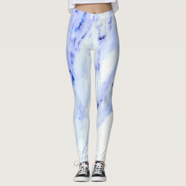 Blauwe en witte marmer leggings