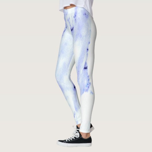 Blauwe en witte marmer leggings (Links)