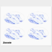 Blauwe en witte marmer ovale sticker (Vel)