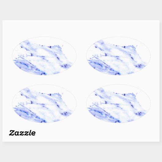 Blauwe en witte marmer ovale sticker (Vel)