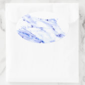 Blauwe en witte marmer ovale sticker (Tas)