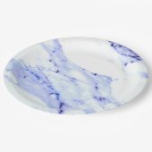 Blauwe en witte marmer papieren bordje (Gekanteld)