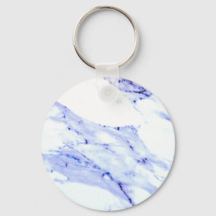 Blauwe en witte marmer sleutelhanger