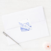 Blauwe en witte marmer vierkante sticker (Envelop)