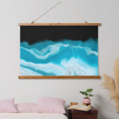 Blauwe en witte marmergolven hangend wandkleed (Slaapkamer)