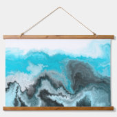 Blauwe en witte marmergolven hangend wandkleed (Voorkant 2)