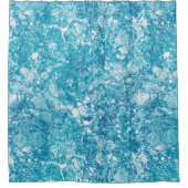 Blauwe en witte marmertextuur douchegordijn (Voorkant)