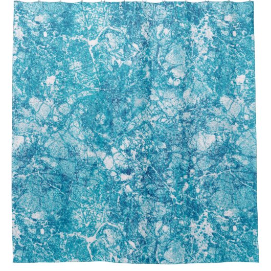 Blauwe en witte marmertextuur douchegordijn (Voorkant)