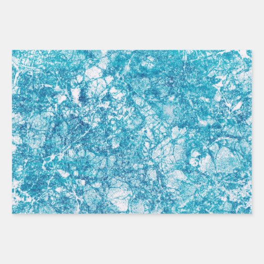 Blauwe en witte marmertextuur inpakpapier vel (Voorkant 3)