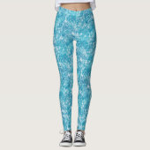 Blauwe en witte marmertextuur leggings (Voorkant)
