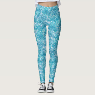 Blauwe en witte marmertextuur leggings