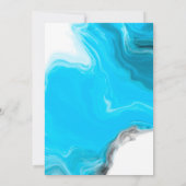 Blauwe en witte marmervochtige bruiloft kaart (Achterkant)