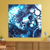 Blauwe en witte marmervochtige kunst canvas afdruk (Insitu (Woonkamer))