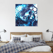 Blauwe en witte marmervochtige kunst canvas afdruk (Insitu (Slaapkamer))
