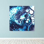 Blauwe en witte marmervochtige kunst canvas afdruk (Insitu (Houten vloer))