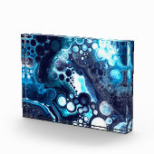 Blauwe en witte marmervochtige kunst fotoblokken (Rechts)