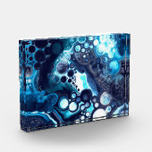Blauwe en witte marmervochtige kunst fotoblokken (Links)