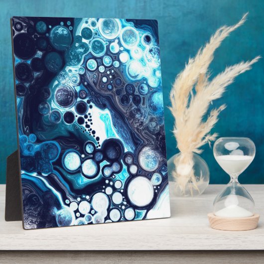 Blauwe en witte marmervochtige kunst fotoplaat (Zijkant)