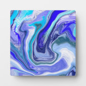 Blauwe en witte marmervochtige kunst fotoplaat (Voorkant)