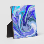 Blauwe en witte marmervochtige kunst fotoplaat (Voorkant)