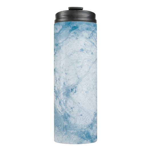 Blauwe en witte matras thermosbeker (Voorkant)