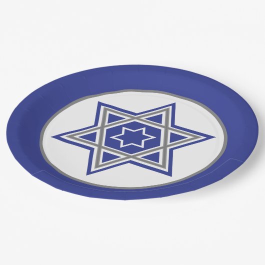 Blauwe en witte meerdere sterren van David Design Papieren Bordje (Gekanteld)