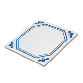 Blauwe en witte meetkunde en bloemen tegeltje (Zijkant)