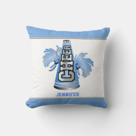 Blauwe en witte Megafone Cheerleader Pillow Kussen