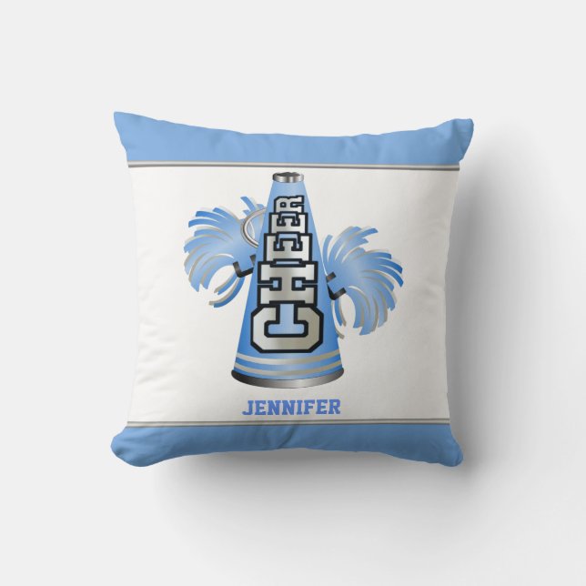 Blauwe en witte Megafone Cheerleader Pillow Kussen (Voorkant)