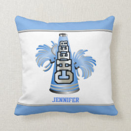 Blauwe en witte Megafone Cheerleader Pillow Kussen