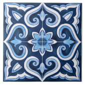 Blauwe en witte Middellandse Zee Tegeltje (Voorkant)