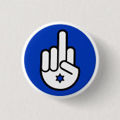 Blauwe en Witte Middenvinger Hamsa, Steun Israël Ronde Button 3,2 Cm (Voorkant)