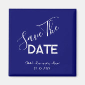 Blauwe en witte minimalistische bruiloft sparen de magneet (Voorkant)