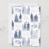 Blauwe en witte  Mode Franse toile Kaart (Voorkant)