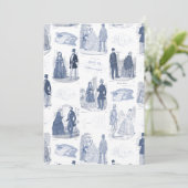 Blauwe en witte  Mode Franse toile Kaart (Staand voorkant)