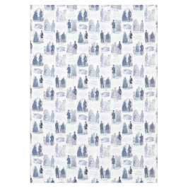 Blauwe en witte Mode Toile Biedermeier Tafelkleed