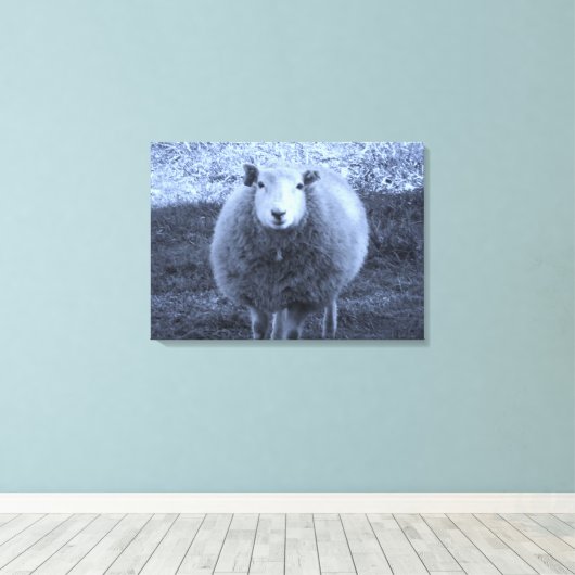 Blauwe en witte moederschapen. canvas afdruk (Insitu (Houten vloer))