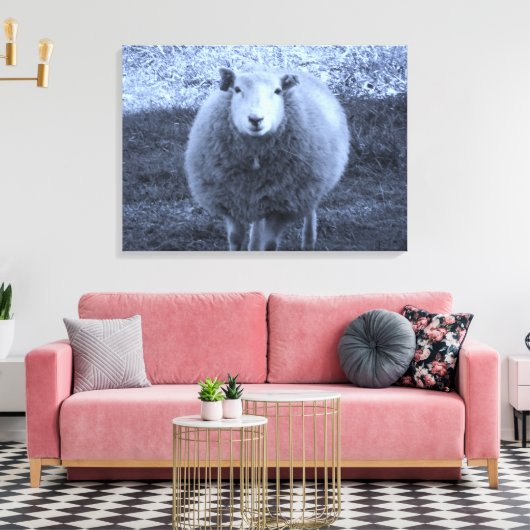 Blauwe en witte moederschapen. canvas afdruk (Insitu (Woonkamer))