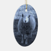 Blauwe en witte moederschapen keramisch ornament (Rechts)