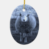 Blauwe en witte moederschapen keramisch ornament (Voorkant)